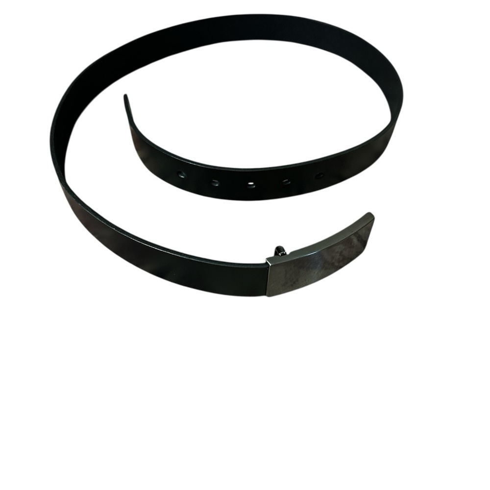 Black Leather Belt with Silver Buckle